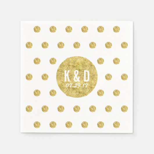 Simple Gold Polka Dots Moderne Hochzeit Serviette (Vorderseite)