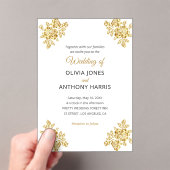 Simple Gold Roses Elegant Modern Floral Wedding  Acryleinladungen (Insitu (Handheld))