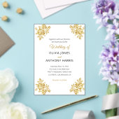 Simple Gold Roses Elegant Modern Floral Wedding  Acryleinladungen (In Situ (Hochzeit))