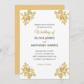 Simple Gold Roses Elegant Modern Floral Wedding  Einladung (Vorne/Hinten)