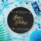 Simple Gold Schwarz-weiß Confetti Pappteller (Party)