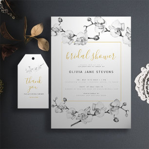 Simple Gold Schwarz-weiß Orchid Wedding Vielen Dan Geschenkanhänger