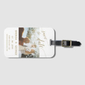 Simple Gold Script Calligraphy Foto Save the Date Gepäckanhänger (Vorderseite (Horizontal))