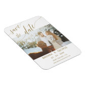 Simple Gold Script Calligraphy Foto Save the Date Magnet (Rechte Seite)