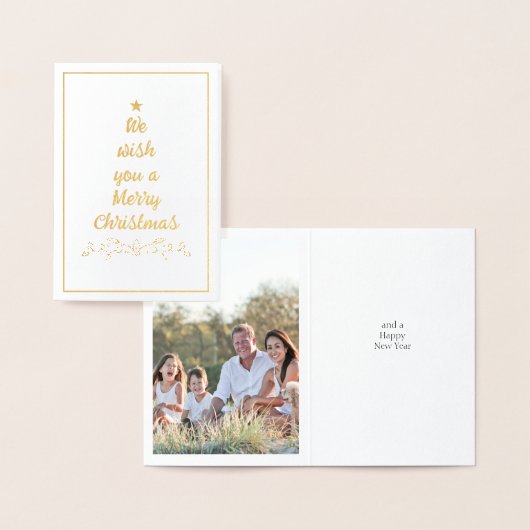 Simple Gold Script Christmas Tree Folienkarte (Anzeige)