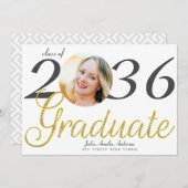 Simple Gold Script Fashion One Foto Abschluss Ankündigung (Vorne/Hinten)