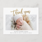 Simple Gold Script Foto Baby Vielen Dank Postkarte (Vorderseite)