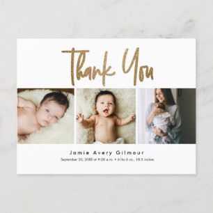 Simple Gold Script Foto Collage vielen Dank Postkarte