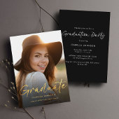 Simple Gold Script Foto Graduation Party Einladung