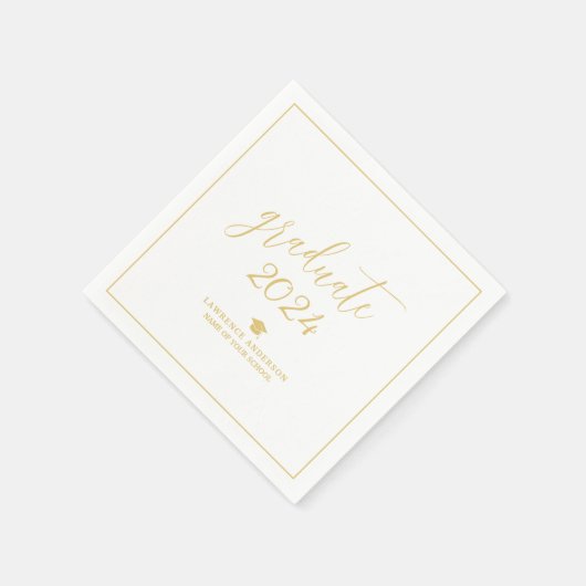 Simple Gold Script Graduate 2024 Graduation Party Serviette (Ecke)