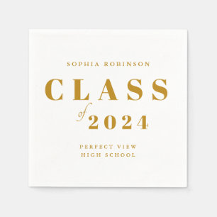 Simple Gold Script Graduation Party Serviette