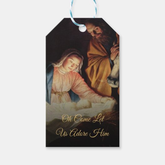 Simple Gold Script Religiöse Weihnachten Geschenkanhänger (Vorderseite)