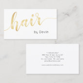 Simple Gold Script Typografy Hair Stylist Salon Visitenkarte (Vorne/Hinten)