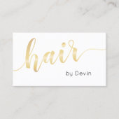 Simple Gold Script Typografy Hair Stylist Salon Visitenkarte (Vorderseite)