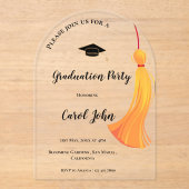 Simple Gold Tassel Class of 2025 Graduation Party Acryleinladungen (Vorderseite)