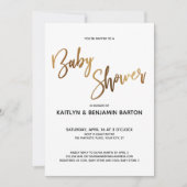 Simple Gold Typografy Baby Shower Einladung (Vorderseite)