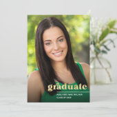 Simple Gold Typografy Foto Graduation Party Einladung (Stehend Vorderseite)