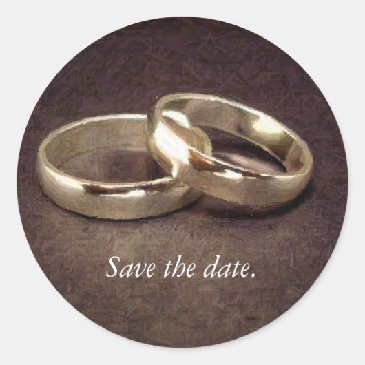 Simple Gold Wedding Bands - Save the Date Stickers (Vorderseite)