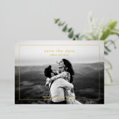 Simple Gold Wedding Foto Save the Date Folieneinladung (Stehend vorne)