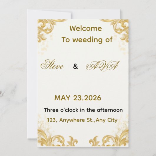 Simple Gold Wedding Invitation – Soft & Elegant Mi Einladung (Vorderseite)