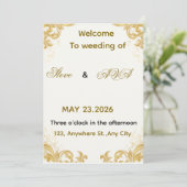 Simple Gold Wedding Invitation – Soft & Elegant Mi Einladung (Stehend Vorderseite)