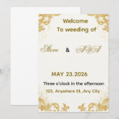 Simple Gold Wedding Invitation – Soft & Elegant Mi Einladung (Vorne/Hinten)