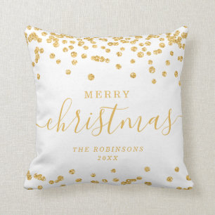 Simple GOLD Weihnachtsfeiertage Glitzer White Kissen
