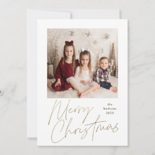 Simple Gold Weihnachtskalligrafie Multi-Foto Hol Feiertagskarte