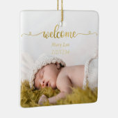 Simple Gold Welcome Baby Birth Foto Keramikornament (Rechts)