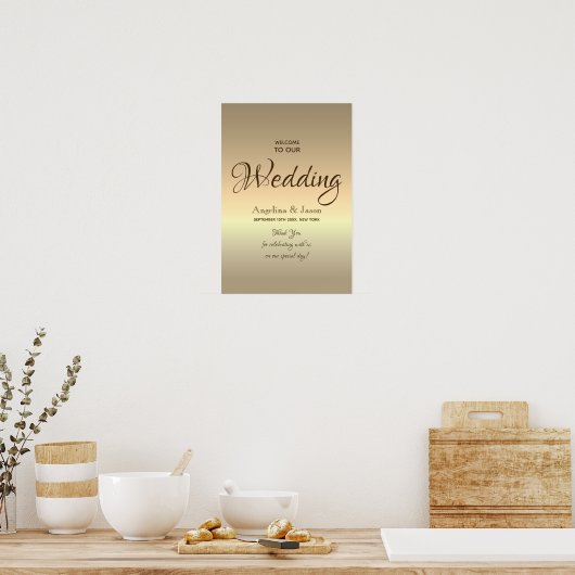 Simple Gold Welcome Wedding Poster (Küche)