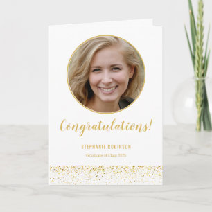 Simple Gold White Confetti Foto Abschluss Karte