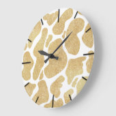 Simple Gold white Large Cow Spots Animal Print Große Wanduhr (Winkel)