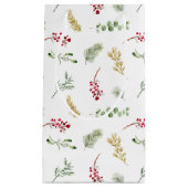 Simple Gold Winter Greenery Wasserfarbe Weihnachte Kleine Geschenktüte (Vorderseite)