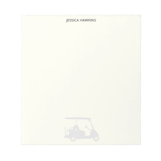 Simple Golf Fan Personal Stationery Buff Golf Cart Notizblock (Vorderseite)