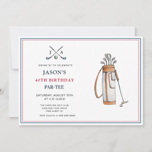 Simple Golf Themed PAR - T-SHIRT Geburtstag Einladung (Vorderseite)