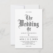 Simple Gothic Vampire Calligrafy Wedding Einladung (Vorderseite)