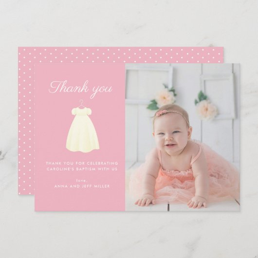 Simple Gown Taufe Foto Danke Karte (Vorne/Hinten)