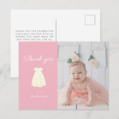 Simple Gown Taufe Foto Danke Postcard Postkarte (Vorne/Hinten)