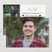 Simple Grad Party Photo Calligraphy Personalize Dankeskarte (Vorne/Hinten)