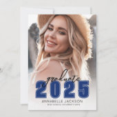 Simple Graduate Blue Foto Abschluss Einladung (Vorderseite)