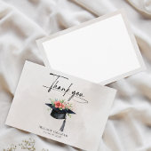 Simple Graduate Cap Flowers Modern Graduation Dankeskarte