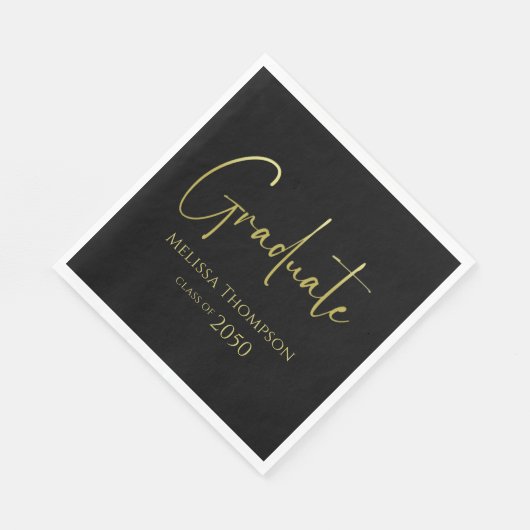 Simple Graduation Gold Script Custom Serviette (Ecke)
