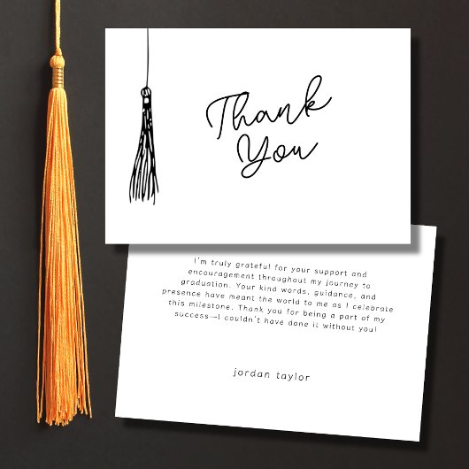 Simple Graduation Party Tassel Illustration Black Dankeskarte
