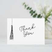 Simple Graduation Party Tassel Illustration Black Dankeskarte (Stehend Vorderseite)