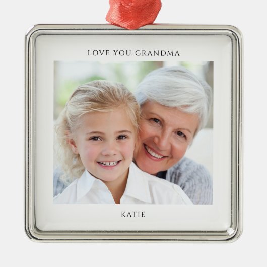 Simple Grandma Photo Personalized Ornament Aus Metall (Vorne)