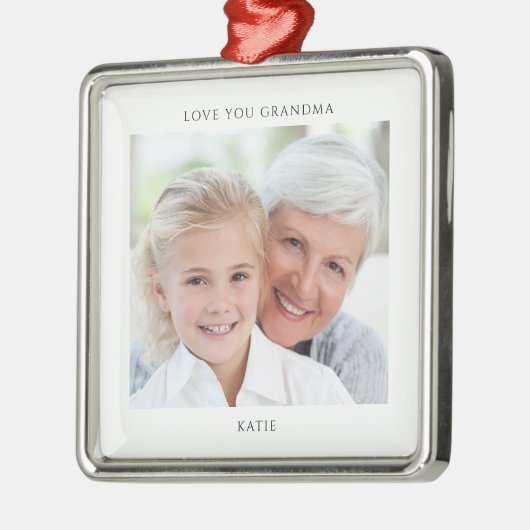 Simple Grandma Photo Personalized Ornament Aus Metall (Links)