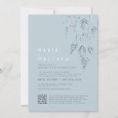 Simple grass and berries dusty blue sketch photo einladung (Vorderseite)