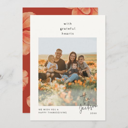 Simple Grateful Hearts Erntedank Feiertagskarte (Vorne/Hinten)