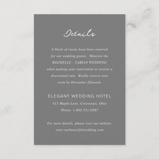 Simple Gray Elegant Wedding Begleitkarte (Vorderseite)