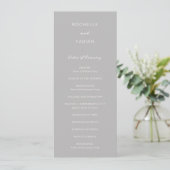 Simple Gray Elegant Wedding Programm (Stehend Vorderseite)